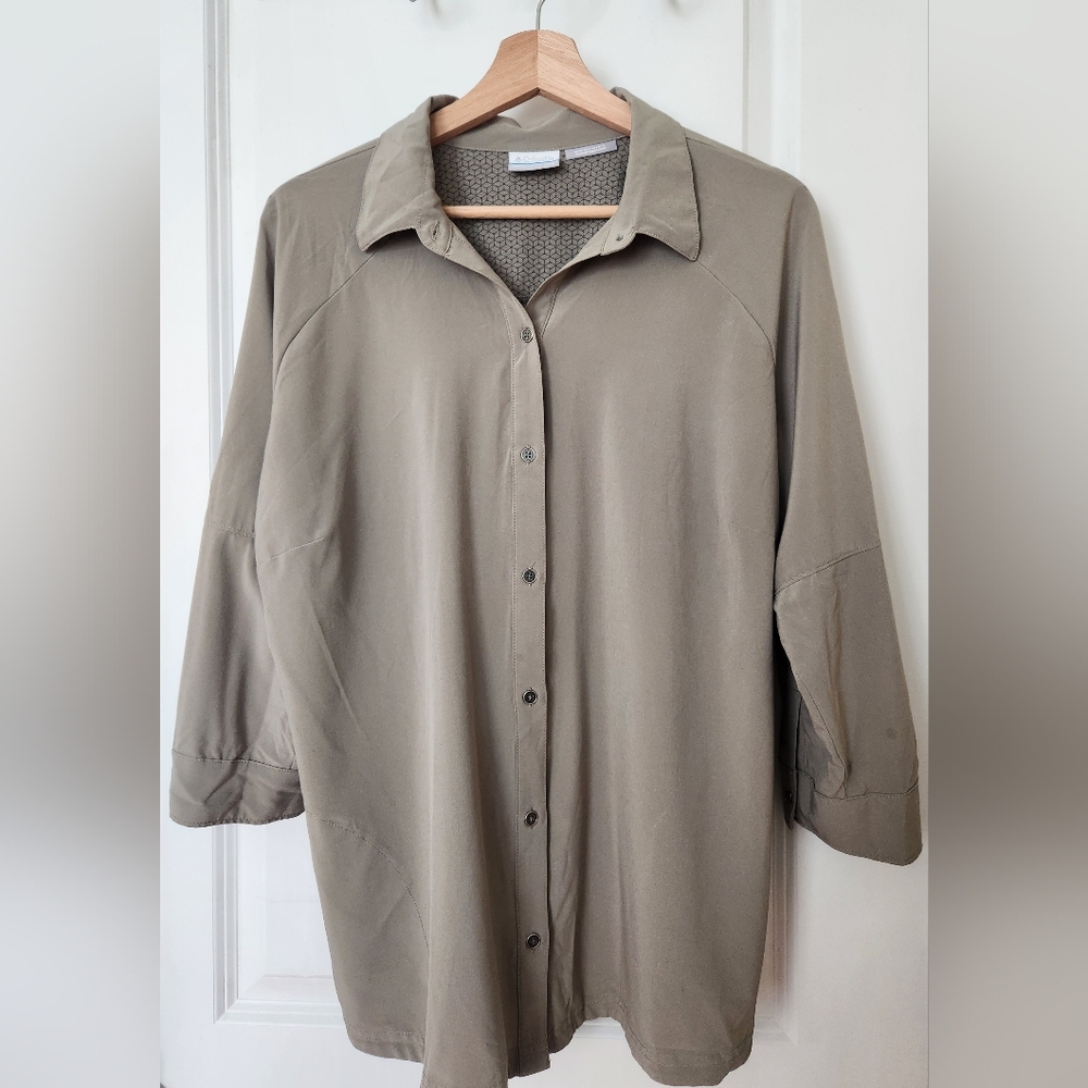 Columbia Brown Button Up Shirt Womens Omni-Wick Advanced Evaporation Outdoor
